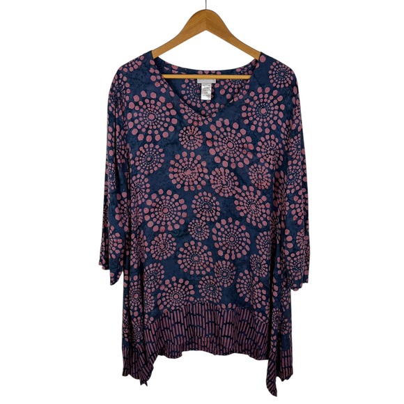 Soft Surroundings Tunic Top Size L/XL Lightweight Artsy Flowy Festival Resort - Picture 2 of 9